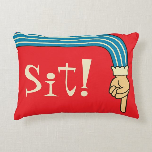 Mid- Century Jazzy Pointing Hand/Finger Manicule Dekokissen (Vorderseite)