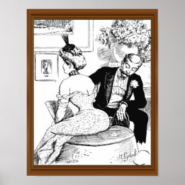 Mid-Century Lady Corset Mann geifernd Poster