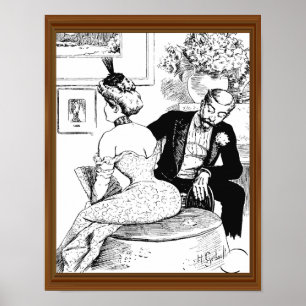 Mid-Century Lady Corset Mann geifernd Poster