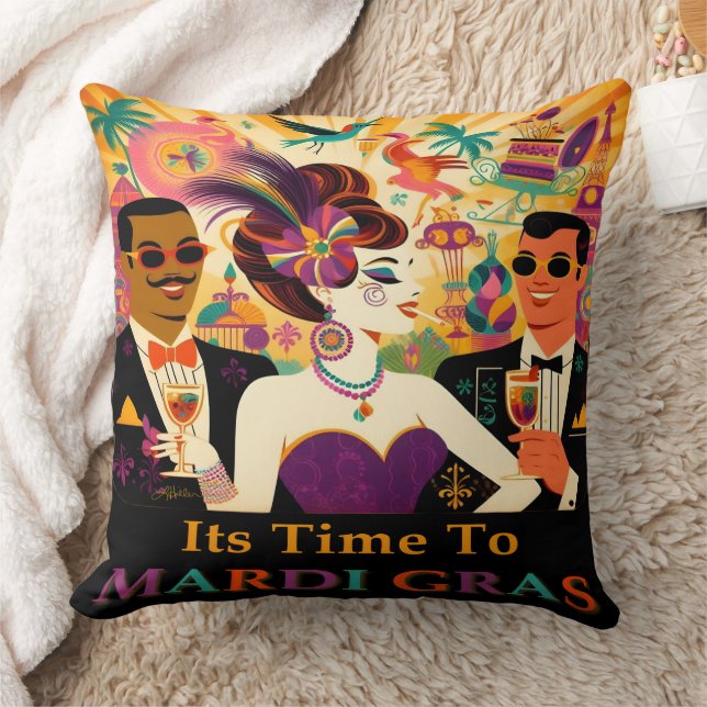 Mid Century Mardi Gras Cocktail Party Kissen (Decke)
