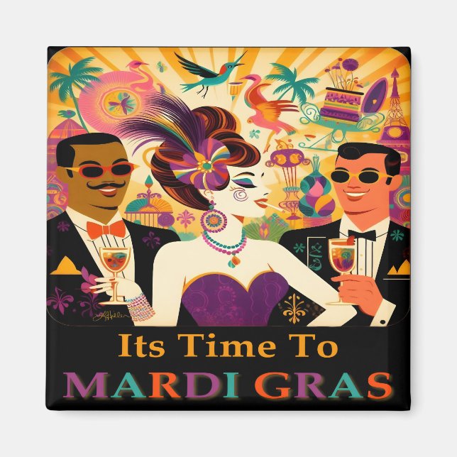 Mid Century Mardi Gras Cocktail Party Magnet (Vorne)