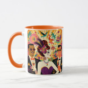 Mid Century Mardi Gras Cocktail Party Tasse