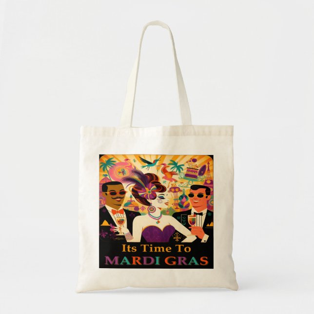 Mid Century Mardi Gras Cocktail Party Tragetasche (Vorne)