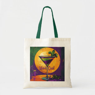 Mid Century Mardi Gras Sonnenuntergang Fleur De Li Tragetasche