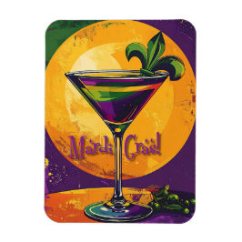 Mid Century Mardi Gras Sunset Fleur De Lis Martini Magnet