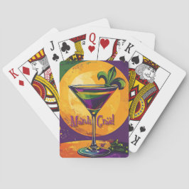 Mid Century Mardi Gras Sunset Fleur De Lis Martini Spielkarten