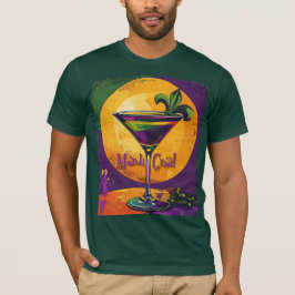Mid Century Mardi Gras Sunset Fleur De Lis Martini T-Shirt