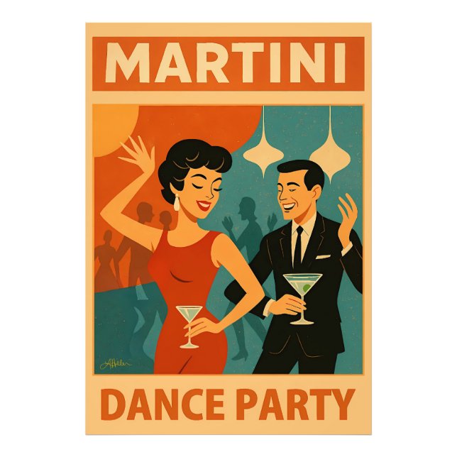 Mid Century Martini Dance Party Fotodruck (Vorne)