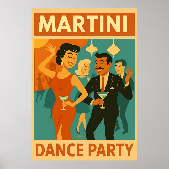 Mid Century Martini Dance Party Poster (Vorne)