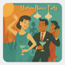 Mid Century Martini Dance Party Quadratischer Aufkleber