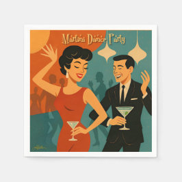 Mid Century Martini Dance Party Serviette