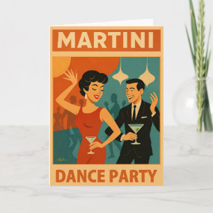 Mid-Century-Martini-Tanzparty Karte