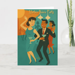 Mid Century Martini Tanzparty Karte