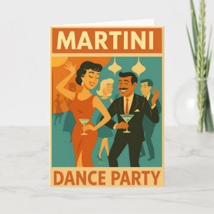 Mid Century Martini Tanzparty Karte