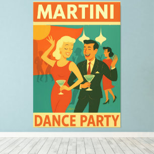 Mid Century Martini Tanzparty Leinwanddruck