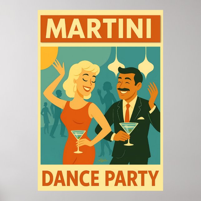 Mid Century Martini Tanzparty Poster (Vorne)