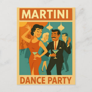 Mid Century Martini Tanzparty Postkarte
