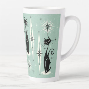 Mid Century Meow Retro Atomare Katzen auf Minze Milchtasse