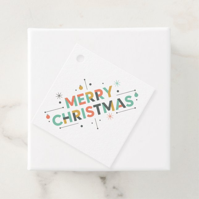 Mid-Century Merry Christmas – Retro Style Geschenkanhänger (Beispiel)