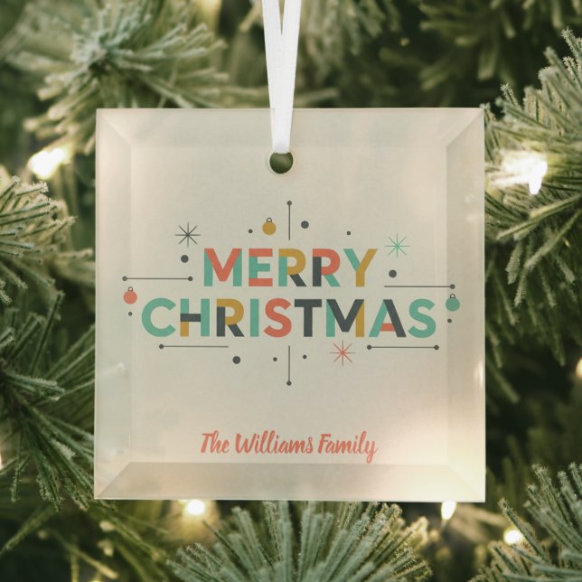 Mid-Century Merry Christmas – Retro Style Ornament Aus Glas (Insitu)