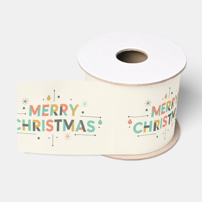 Mid-Century Merry Christmas – Retro Style Ripsband (Spule)