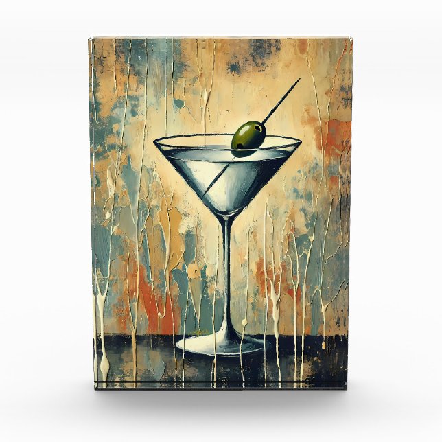 Mid Century Mixed Media Martini Art Fotoblock (Vorderseite)