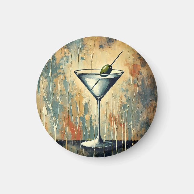 Mid Century Mixed Media Martini Art Magnet (Vorne)