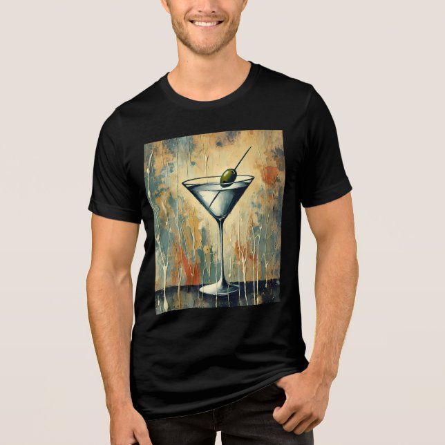 Mid Century Mixed Media Martini Art Tri-Blend Shirt (Vorderseite)