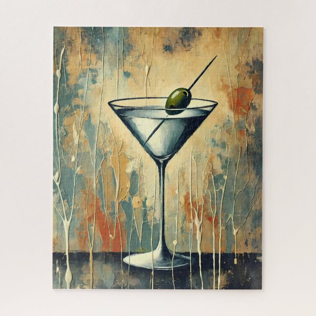 Mid Century Mixed Media Martini Kunst (Vertikal)