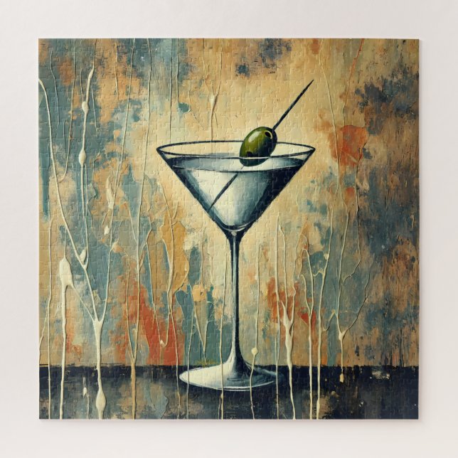 Mid Century Mixed Media Martini Kunst (Vertikal)