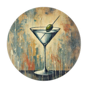 Mid Century Mixed Media Martini Kunst Schneidebrett