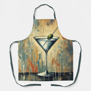 Mid Century Mixed Media Martini Kunst Schürze