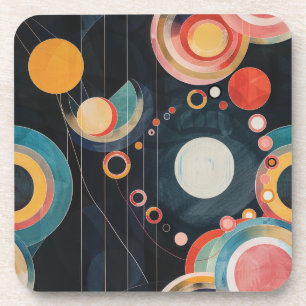 Mid Century Mod Kreise im Stil von Hilma af Klint Getränkeuntersetzer