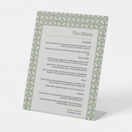 Mid Century Mod Retro Wedding Olive Green Menu Sockelschild