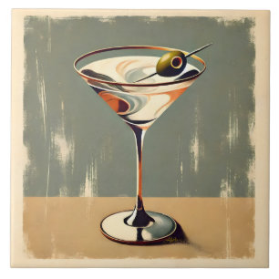 Mid Century Modern 1 Olive Martini Gemälde Fliese