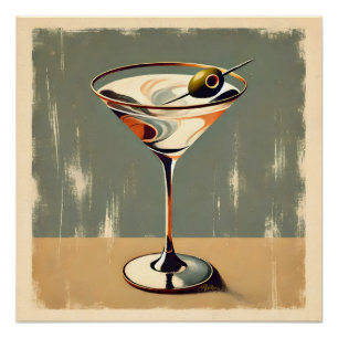 Mid Century Modern 1 Olive Martini Gemälde Poster
