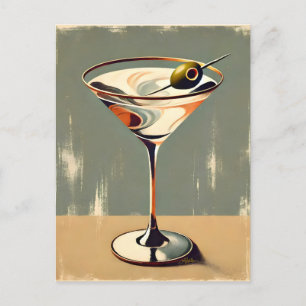 Mid Century Modern 1 Olive Martini Gemälde Postkarte
