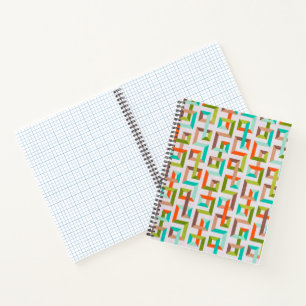 Mid-Century Modern 3D geometrisches Labyrinth Noti Notizbuch
