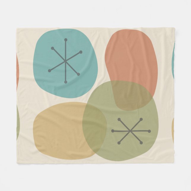 Mid Century Modern Abstract Art Rocks Fleecedecke (Vorderseite (Horizontal))
