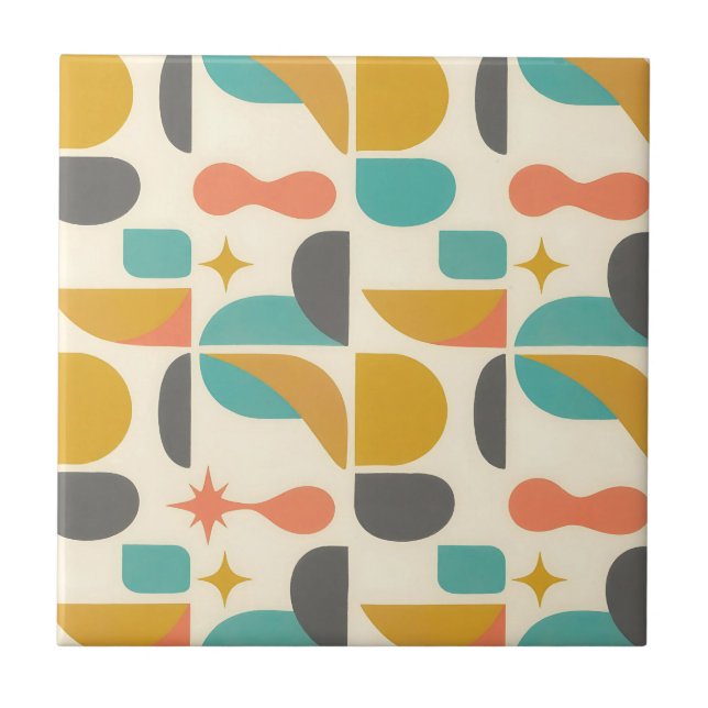 Mid-Century-Modern-Abstraktes Muster Fliese (Vorderseite)