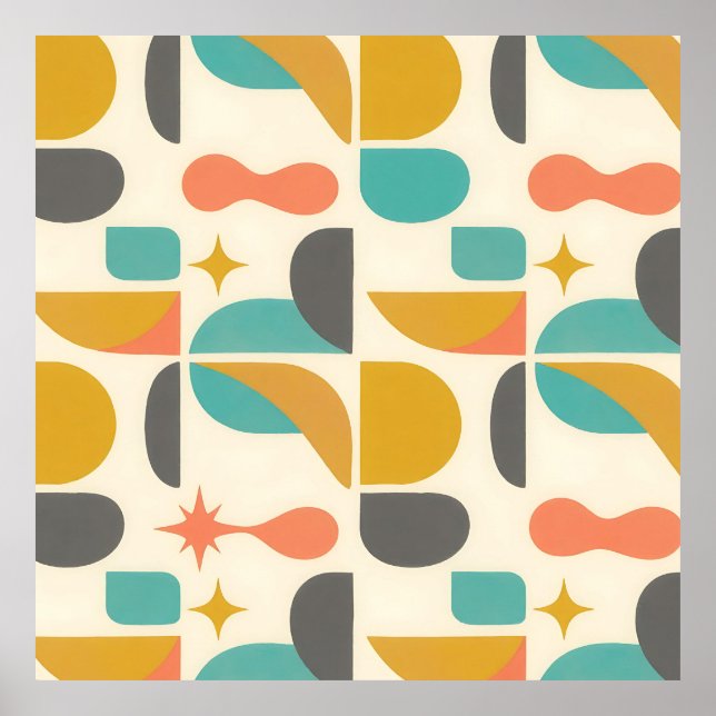Mid-Century-Modern-Abstraktes Muster Poster (Vorne)