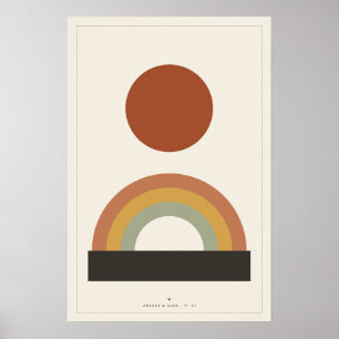 Mid-Century-Modern abstraktes Sonnenwandkunstwerk, Poster