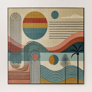 Mid Century Modern Art Beach Sunrise