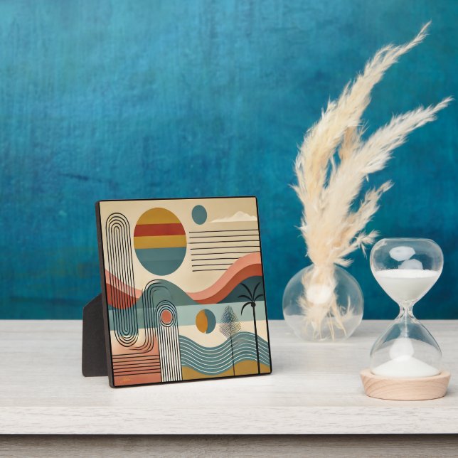 Mid Century Modern Art Beach Sunrise Fotoplatte (InSitu)