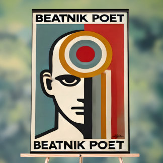 Mid Century Modern Art Beatnik Poet Acrylschild