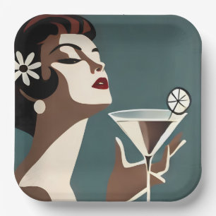 Mid Century Modern Art Die Martini-Diva Pappteller
