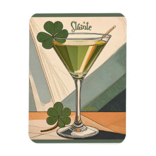 Mid Century Modern Art Kleeblatt Martini Sláinte! Magnet