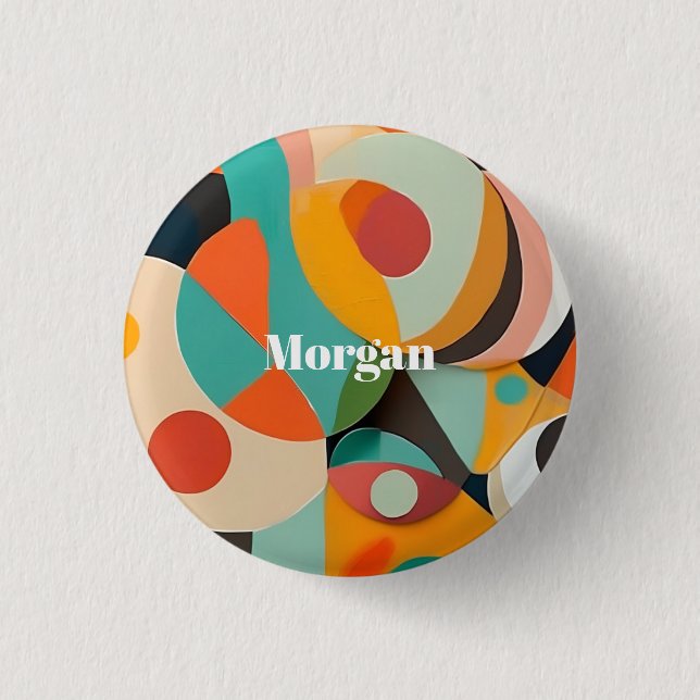 Mid Century Modern Art Monogramm oder Name, Geomet Button (Vorderseite)