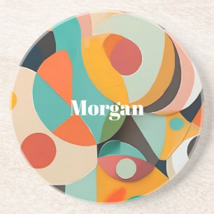 Mid Century Modern Art Monogramm oder Name, Geomet Getränkeuntersetzer
