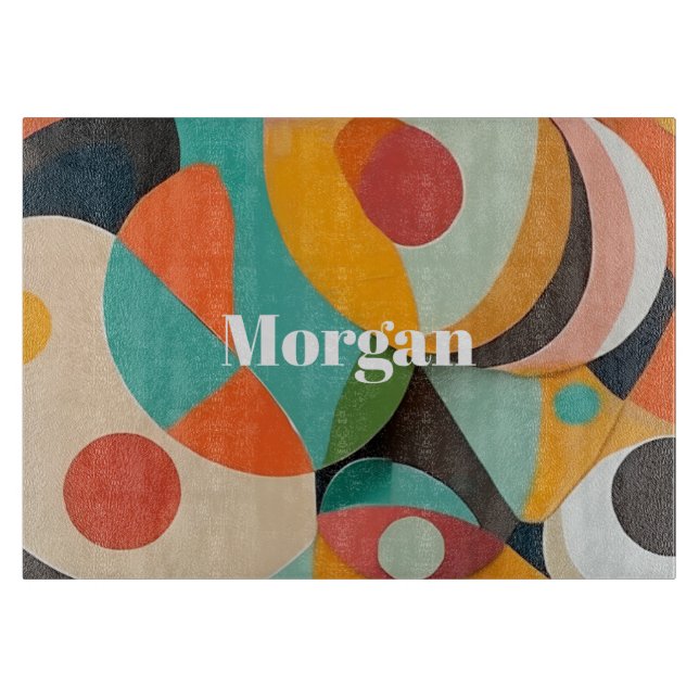 Mid Century Modern Art, Name oder Monogramm geomet Schneidebrett (Vorderseite)
